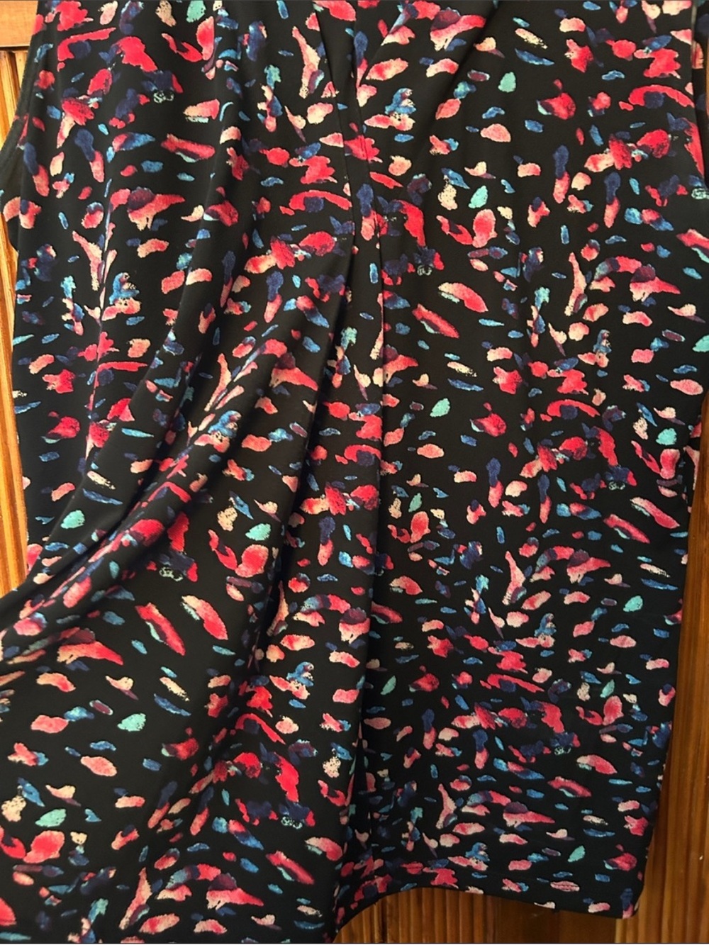 Dana Buchman Black Mini Skirt with Pink, Red & Blue Floral Speckle - Picture 3 of 5